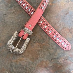 Pink jeweled western belt